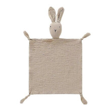 (Khaki) 2025 Cotton muslin rabbit safety blanket soft and breathable baby gift for boys and girls