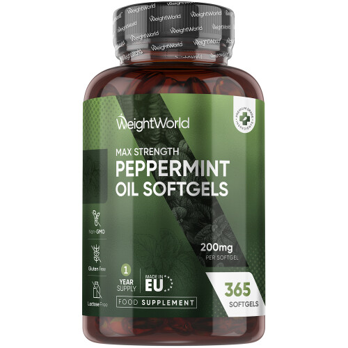 Peppermint Oil 200mg Softgels | 365 Count, 1-Year Supply