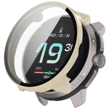 (Ivory White, Multicolor) 2025 For Suunto Race S PC Cover Watch Frame Case with Tempered Glass Screen Film - Transparent White
