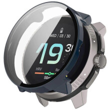 (Dark Blue, Multicolor) 2025 For Suunto Race S PC Cover Watch Frame Case with Tempered Glass Screen Film - Transparent White
