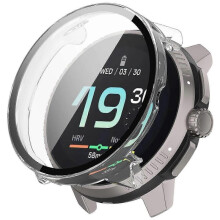 (Transparent White, Multicolor) 2025 For Suunto Race S PC Cover Watch Frame Case with Tempered Glass Screen Film - Transparent White