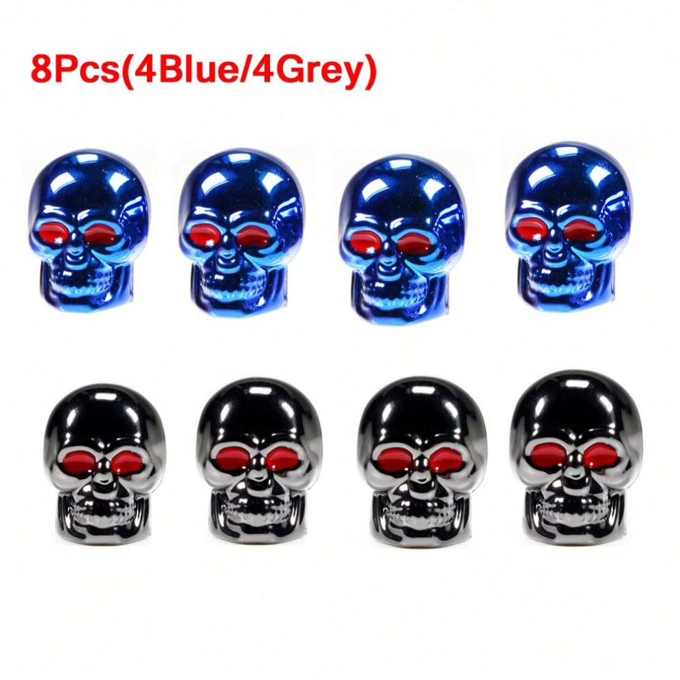 (Blue Grey) 8Pcs Skull Style Shape Tires Valve Stem Caps Antirust Copper Core for Motorcycle Bike Car-image-OPC-PJN9J7X-NEW