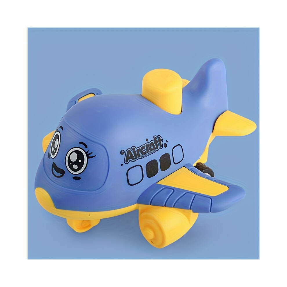 Photos - Other Toys Durable Pull-Back Airplane Toy for Kids | Press & Go Action, Blue Cartoon Airplane with Smiling Face, Motor Skills To(Blue)