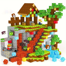 (100pcs male and female main building block set) 100pcs Magnetic Building Blocks Set with Storage Bags & Characters - STEM Educational Construction Kit 3-10 Years, Birthday/Christmas&