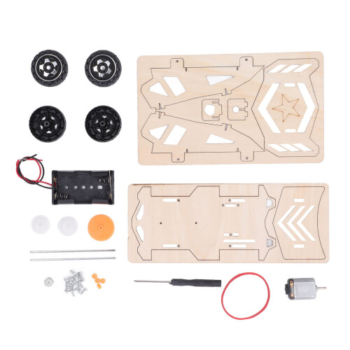 Kit de coche de madera 4x4, 2 pilas AA, madera natural 1