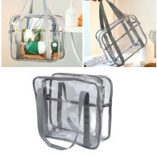 Bolsa de maquillaje transparente de gran capacidad 30x25x1 cm gris