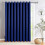 (NAVY, 66" Width x 54" Drop) Thermal Blackout Eyelet Ring Top Curtains Pair + Tie Back 1