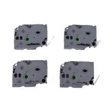 Etikettenband 12 mm Breite, 8 m Länge, Schwarz auf Weiß, wasserdicht, mit starkem Klebstoff, Etikettenband für TZC231, weiße Box, 4er Pack