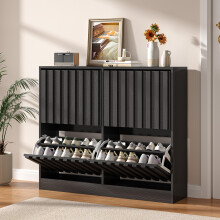 UEV Shoe Cabinet with 4 Flip Drawers Modern Wood Ventilated Design