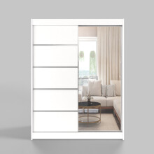 (120 cm) Gaba Furniture White Series Sliding Door Wardrobe with Mirror Widths 100/120/150/180/200/250