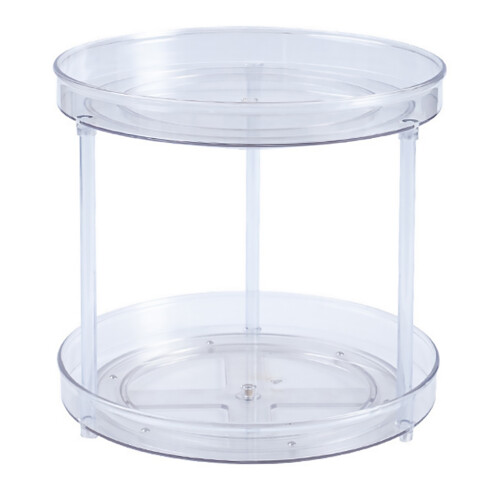 Transparent Double Layer Rotatable Kitchen Organizer 23.521.6cm 2