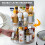Transparent Double Layer Rotatable Kitchen Organizer 23.521.6cm 5