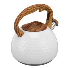 Tetera de acero inoxidable blanca con silbato de 3 L - 22 cm