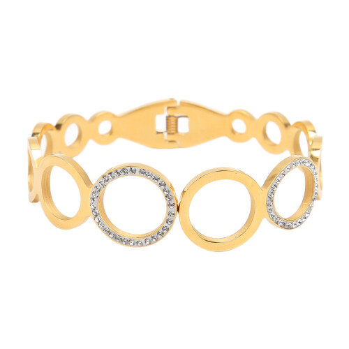 Modelo 30 Pulsera de cadena ovalada dorada, 49 mm de diámetro interior 1
