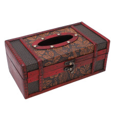 Caja de pañuelos de madera estilo vintage 22x12x9 cm natural