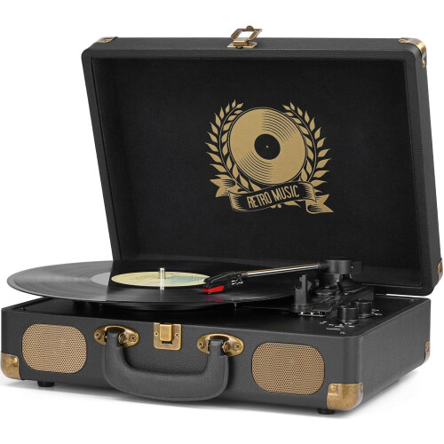 Mersoco Vinyl Record Player Bluetooth 3-Speed Portable Vintage Suitcase with Built-in Speakers