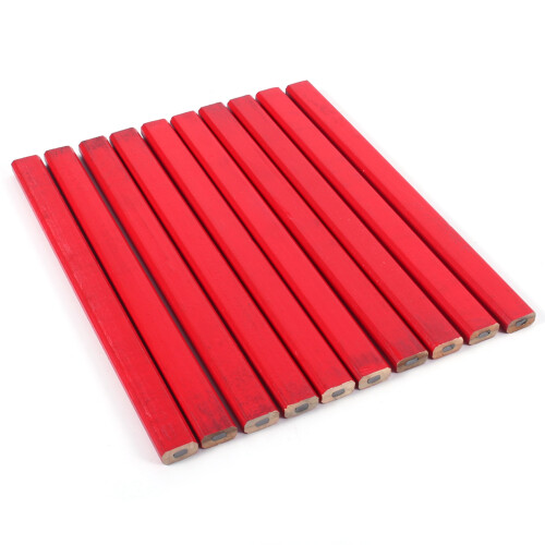 10PCS/Pack 175mm Octagonal Hard Red Carpenter 2