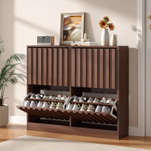UEV Shoe Cabinet with 4 Flip Drawers Modern Wood Ventilated Design