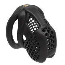 (Black, SMall) 2025 NEW Male Chastity Device Breathable Cock Cage Mini Lock with 4 Penis Rings Bondage Fetish Adult Sex Toy for Men(Bend Ring)