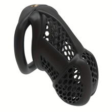 (Black, Standard) 2025 NEW Male Chastity Device Breathable Cock Cage Mini Lock with 4 Penis Rings Bondage Fetish Adult Sex Toy for Men(Bend Ring)