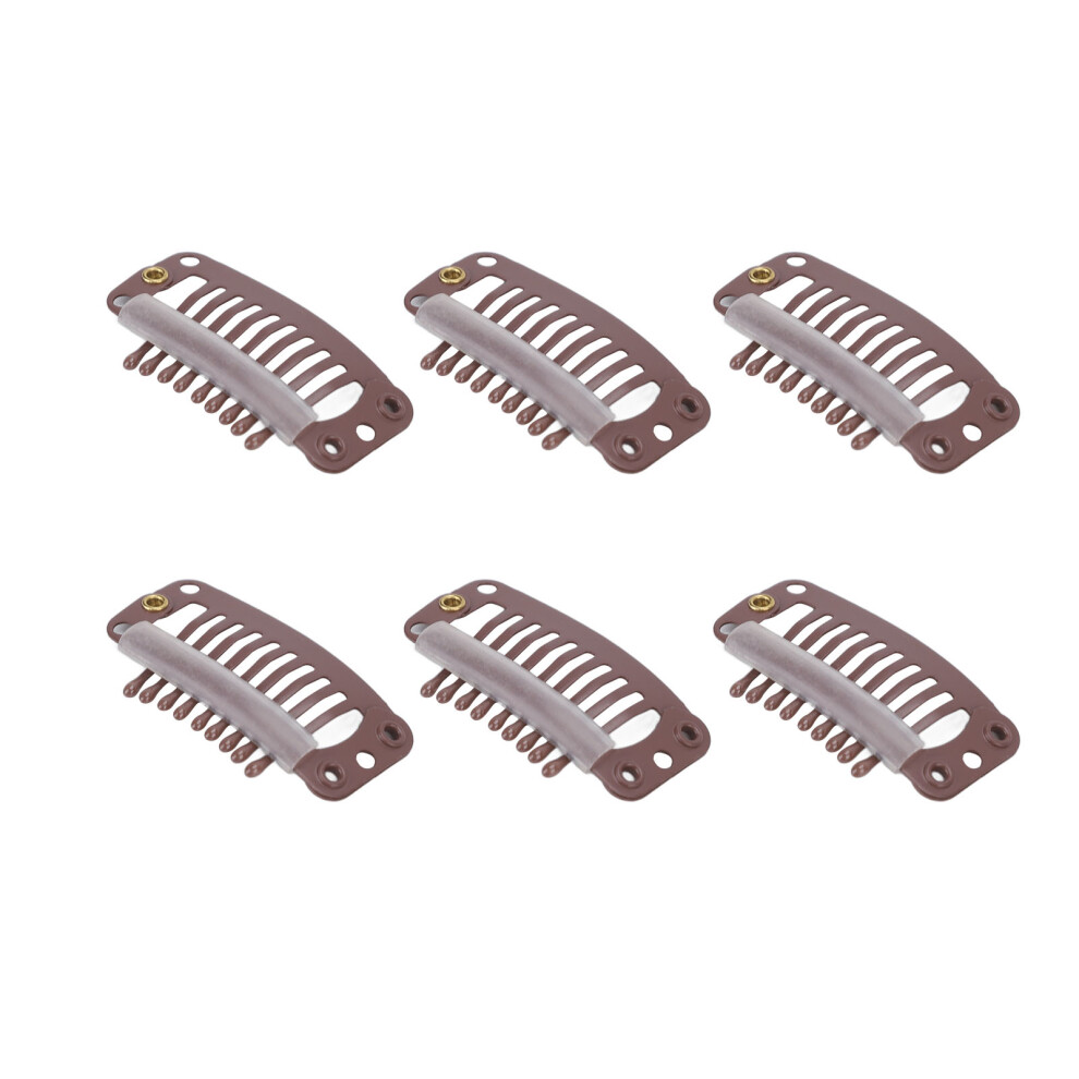 Unisex Brown 40Pcs Stainless Steel 9 Teeth Wig Clips 32Mm For Hair Extension