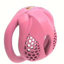 (Pink, Nub) 2025 NEW Male Chastity Device Breathable Cock Cage Mini Lock with 4 Penis Rings Bondage Fetish Adult Sex Toy for Men(Bend Ring)