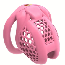 (Pink, Nano) 2025 NEW Male Chastity Device Breathable Cock Cage Mini Lock with 4 Penis Rings Bondage Fetish Adult Sex Toy for Men(Bend Ring)