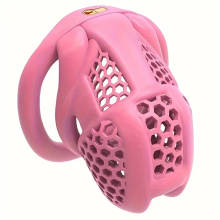 (Pink, SMall) 2025 NEW Male Chastity Device Breathable Cock Cage Mini Lock with 4 Penis Rings Bondage Fetish Adult Sex Toy for Men(Bend Ring)