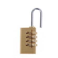Code Padlock - Brass Mini 4-Digit Combination Lock for Travel Luggage, Resettable Security Padlocks for Bags