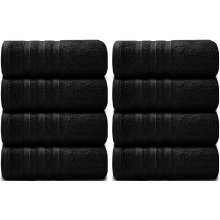 Pack of 8 Big Super Jumbo Bath Sheets 100x200 cm Premium Egyptian Cotton XL Bath Towels (Black)