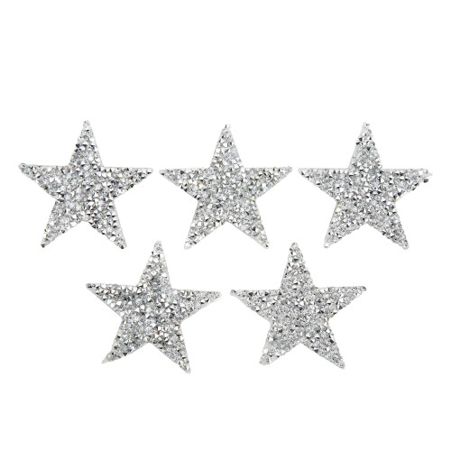 5 piezas de parches termoadhesivos en forma de estrella - 6 cm, resina plateada 1