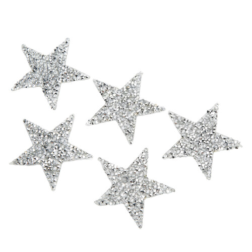 5 piezas de parches termoadhesivos en forma de estrella - 6 cm, resina plateada 2