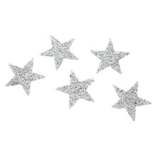 DIY Clothing Star Patches 5 Pcs Silver Resin Rhinestone 6cm Iron On Repair