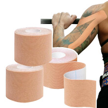 Kinesiology Tape 2in x 16.4ft Waterproof Elastic Athletic Tape Latex Free for Muscle Strain Relief Joint Support Beige 3 Rolls