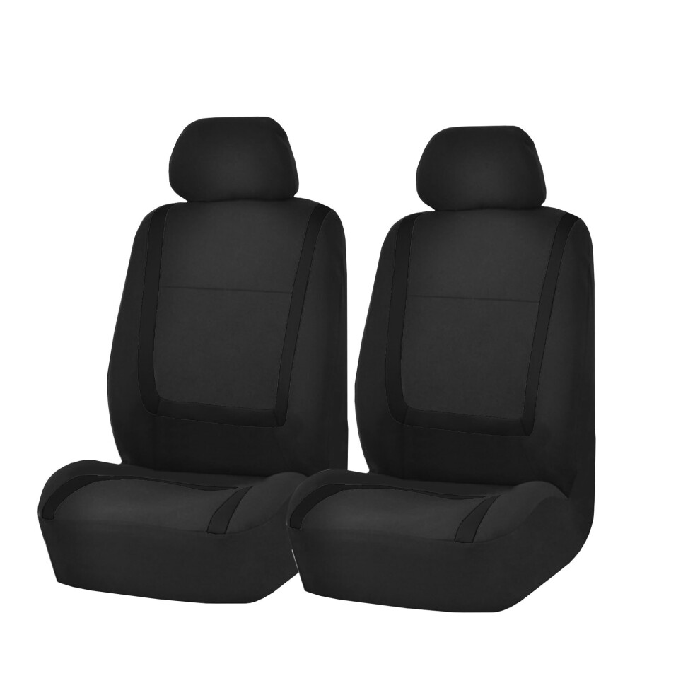 Car Seat Covers Front Set Cloth For Low Back Car Seats With Removable Headrest, Universal Fit For Suv Sedan Van Black 6482260658339