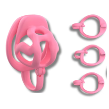 (PINK L--3 RING) 25 Styles Adjustable Breathable Men Chastity Cage 3 Rings Hook Lock Black Pink Lock Discreet Penis Toy for Intimate Control