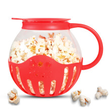 Microwave Popcorn Popper - BPA-Free Red Borosilicate Glass, Heat-Resistant Popcorn Maker
