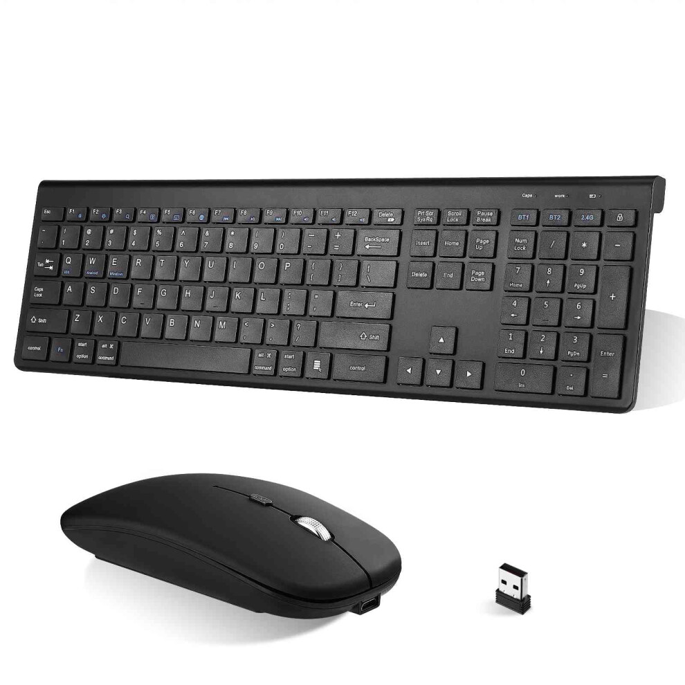 Plug And Play Rechargeable Wireless Keyboard And Mouse Combo For Samsung Galaxy A71 5G, Windows, Macos, Black 6947110165592