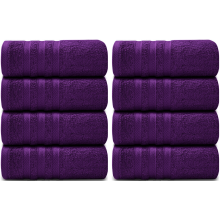 Pack of 8 Big Super Jumbo Bath Sheets 100x200 cm Premium Egyptian Cotton XL Bath Towels (Purple)