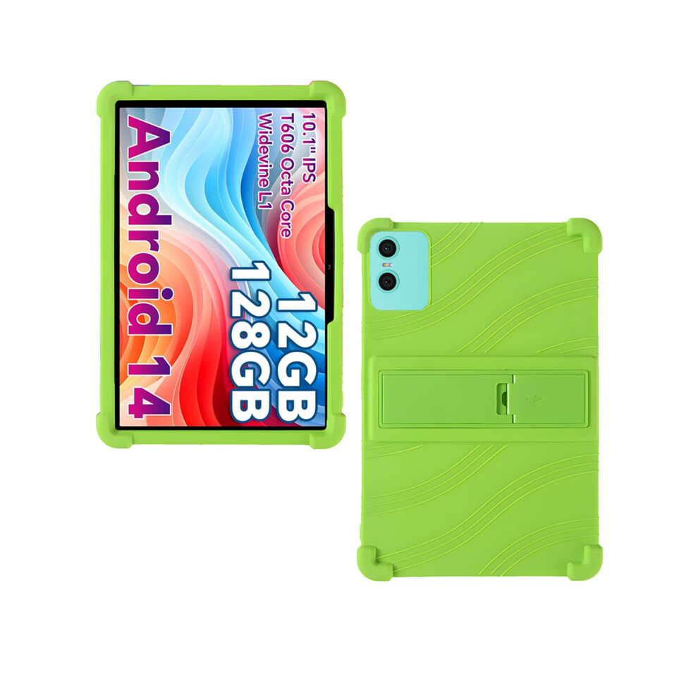 10 Inch Case For Odea A10 Android 14 Tablet, Soft Silicone Shockproof Lightweight Rubber Cover With Adjustable Stand, Green 6947110166131