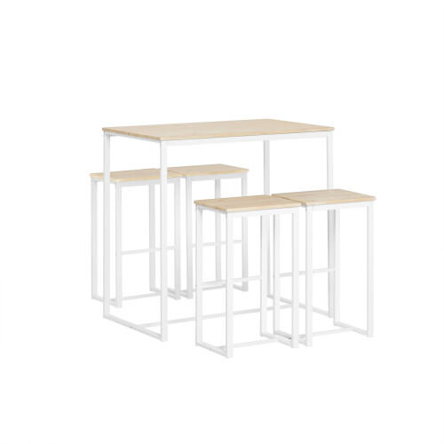 SoBuy Bartisch-Set OGT15-WN mit 4 Hockern, Holzfarbe