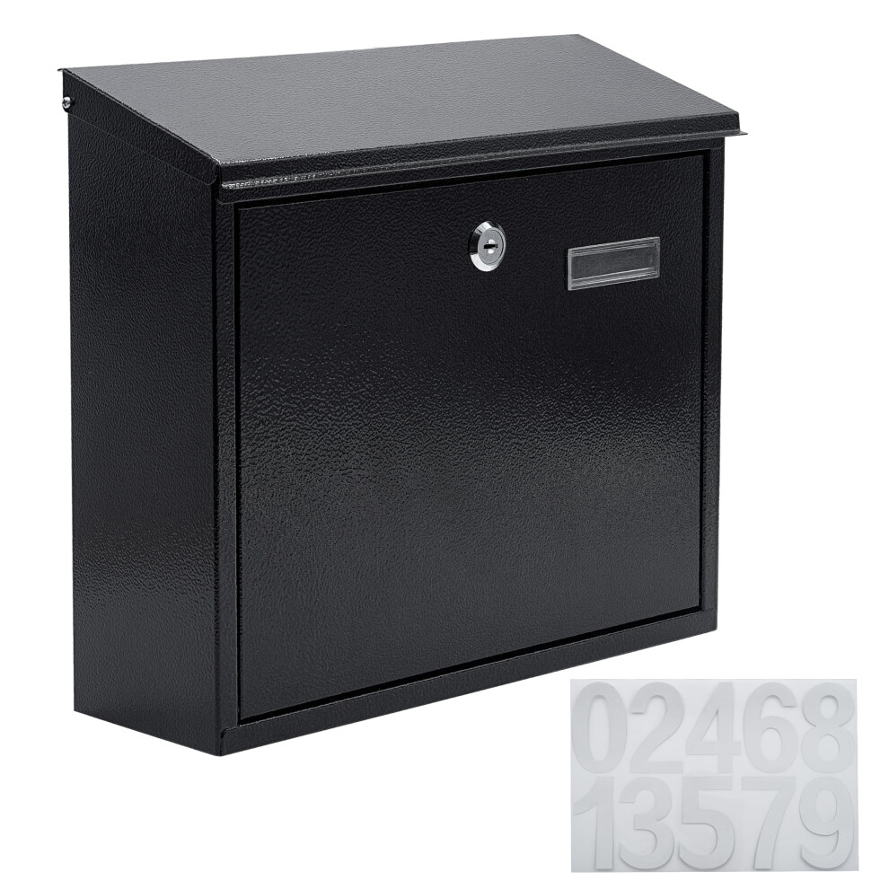 Wall Mount Mailbox With Lock Box For Letters And Parcels, Black Heavy Duty Steel, Waterproof Outdoor Mail Protection 6947110166209