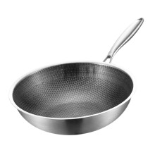 Wok Stainless Steel Non Stick Cooking Pan 32cm Honeycomb Design Heavy Duty Stir Fry Cookware for Efficient Cooking