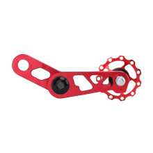 Bike Chain Tensioner with Guide Wheel for Bicycles - Red Stabilizer Cycling Parts, Compatible with All Bike Models
