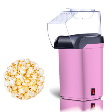 Hot Air Popcorn Popper Maker 1200W Electric with 16 Cups Capacity Fully Automatic No Oil No Sugar Pink