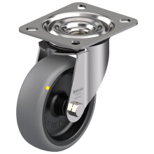 Roda giratória de 100 mm em aço inoxidável com termoplástico cinzento condutor de eletricidade
