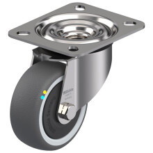 Roda giratória de 80 mm em aço inoxidável com termoplástico cinzento condutor de eletricidade