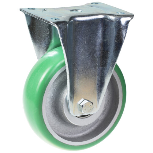Parnells Ricin fixe de 160 mm avec polyuréthane élastique convexe vert sur centre en fonte wh