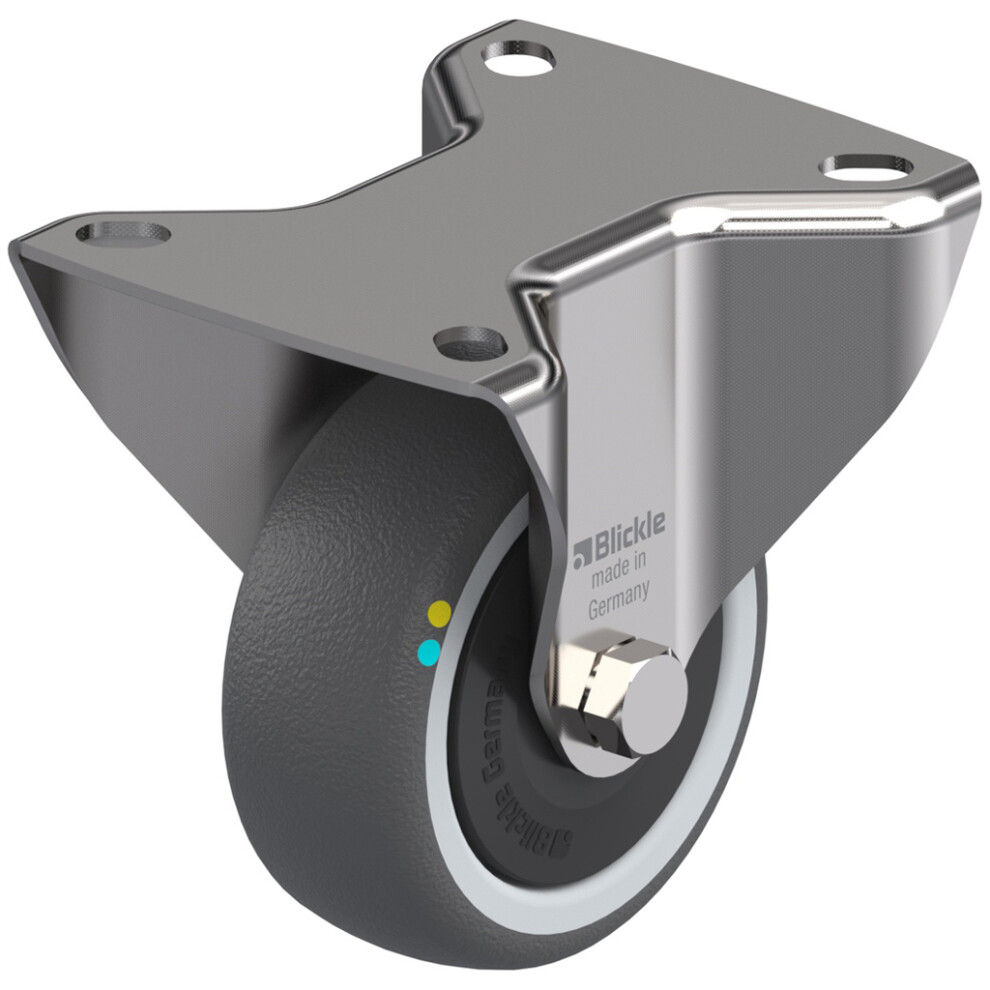 80Mm Stainless Steel Fixed Castor With Grey Electrically Conductive Thermoplasti 5056116804426