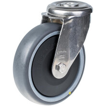 Roulette pivotante de 125 mm en acier inoxydable avec thermoplastique gris conducteur d'électricité.